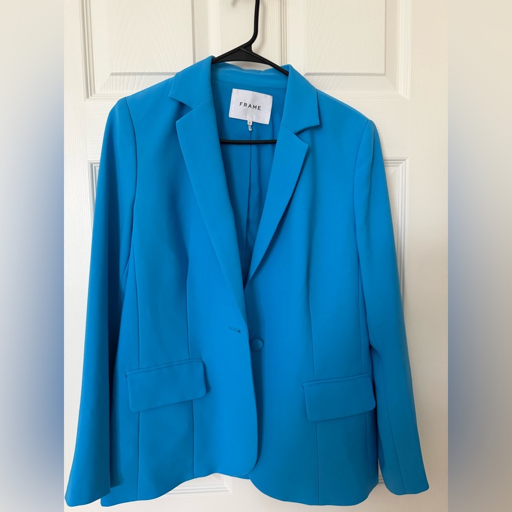 Frame Denim Women's Vibrant Blue Single Button Blazer
